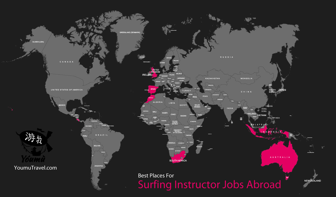 Surfing Instructor Jobs Abroad - Best Places Job Map